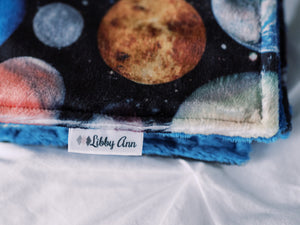 Blue Space Planets Personalized Lovey Blanket