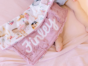 Woodland Animals Little Blanket with Name