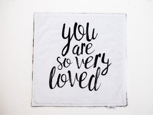 So Very Loved Personalized Lovey Blanket with Custom Color on Back