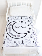 Load image into Gallery viewer, Sleep Tight Moon and Stars Blanket with Custom Color on Back