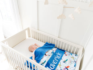 Airplane Personalized Baby Boy Blanket