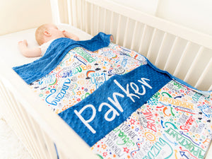 Positive Affirmations Personalized Baby Boy Blanket