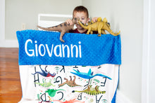 Load image into Gallery viewer, Dinosaur Alphabet Child Size Blanket