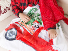 Load image into Gallery viewer, Personalized Christmas Blanket with Vintage Red Truck and Tree