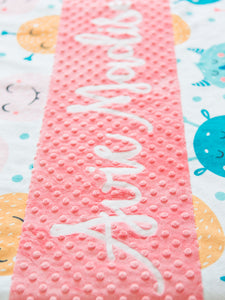 Coral Monsters Personalized Baby Girl Blanket